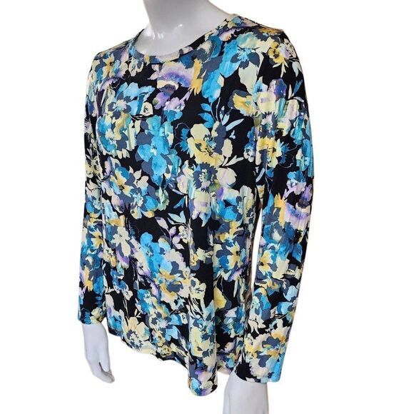 Chico's Floral Long Sleeve Scoop Neck Tee Shirt (1) - Picture 3 of 8